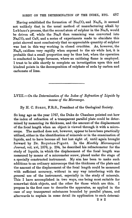 LVIII.—On the determination of the index of refraction of liquids by means of the microscope
