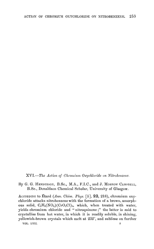 XVI.—The action of chromium oxychloride on nitrobenzene