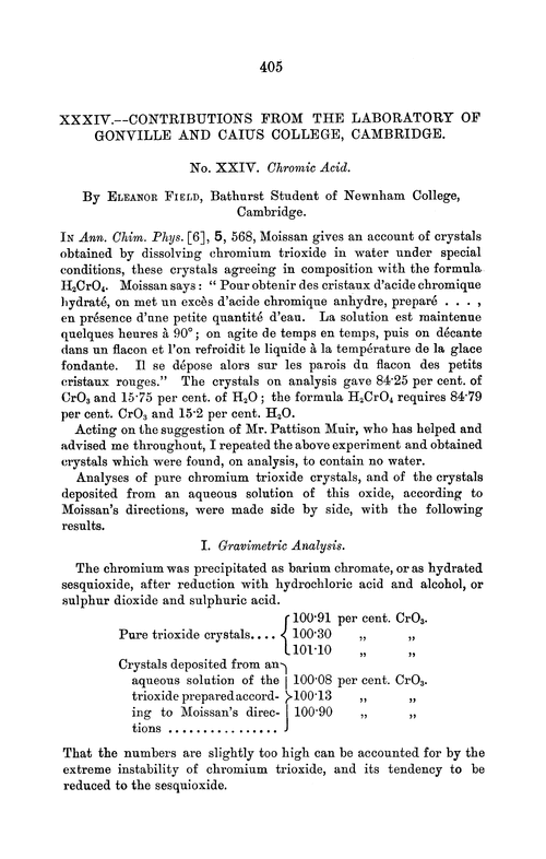 XXXIV.—Contributions from the Laboratory of Gonville and Caius College, Cambridge. No. XXIV. Chromic acid