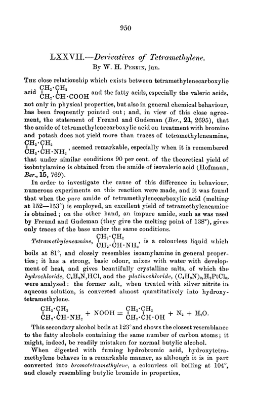 LXXVII.—Derivatives of tetramethylene