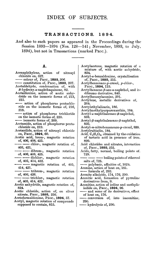 Index of subjects, 1894