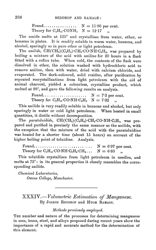 XXXIV.—Volumetric estimation of manganese