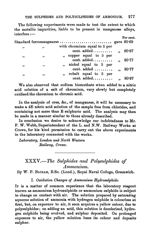 XXXV.—The sulphides and polysulphides of ammonium