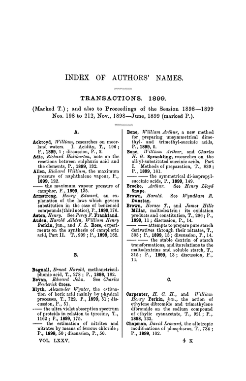 Index of authors' names, 1899