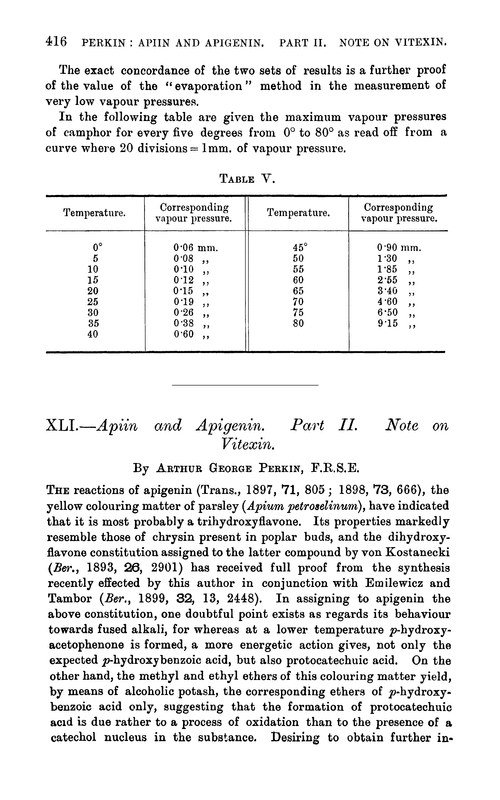 XLI.—Apiin and apigenin. Part II. Note on vitexin