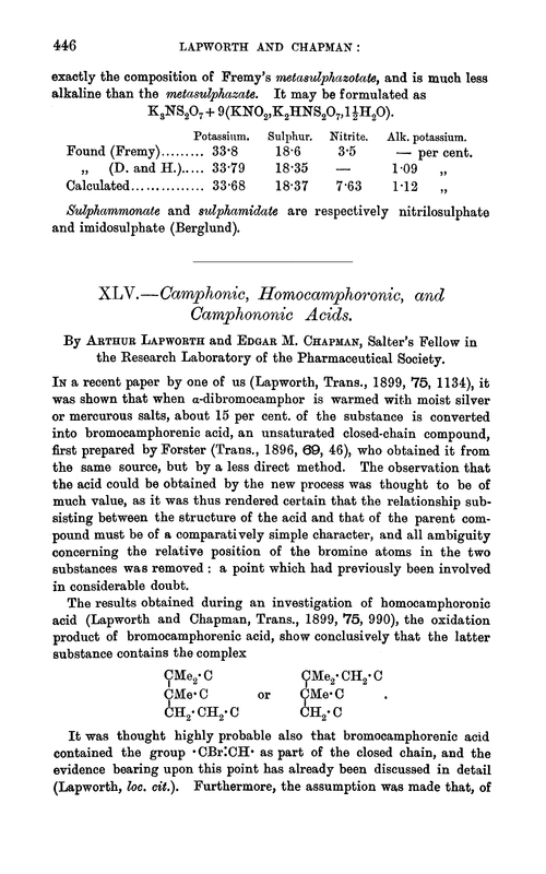 XLV.—Camphonic, homocamphoronic, and camphononic acids