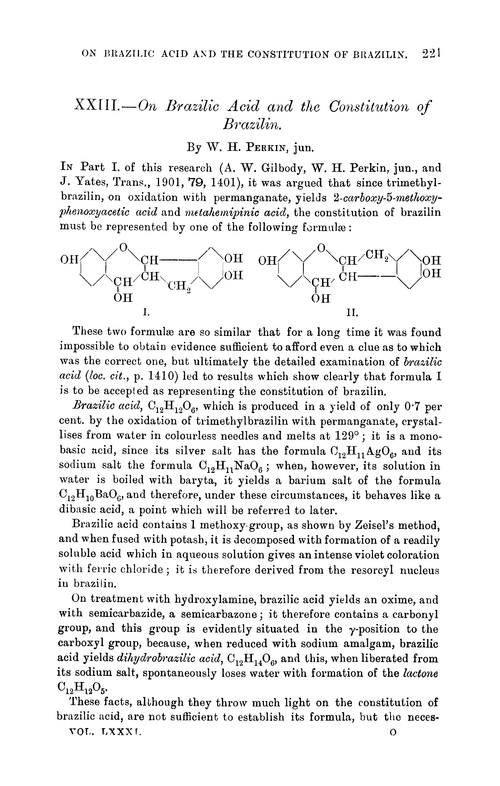 XXIII.—On brazilic acid and the constitution of brazilin