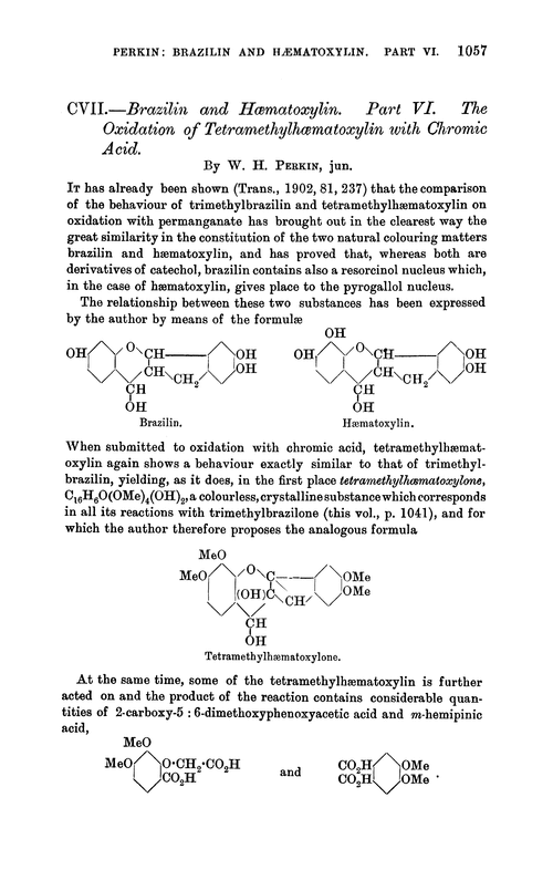 CVII.—Brazilin and hæmatoxylin. Part VI. The oxidation of tetramethylhæmatoxylin with chromic acid