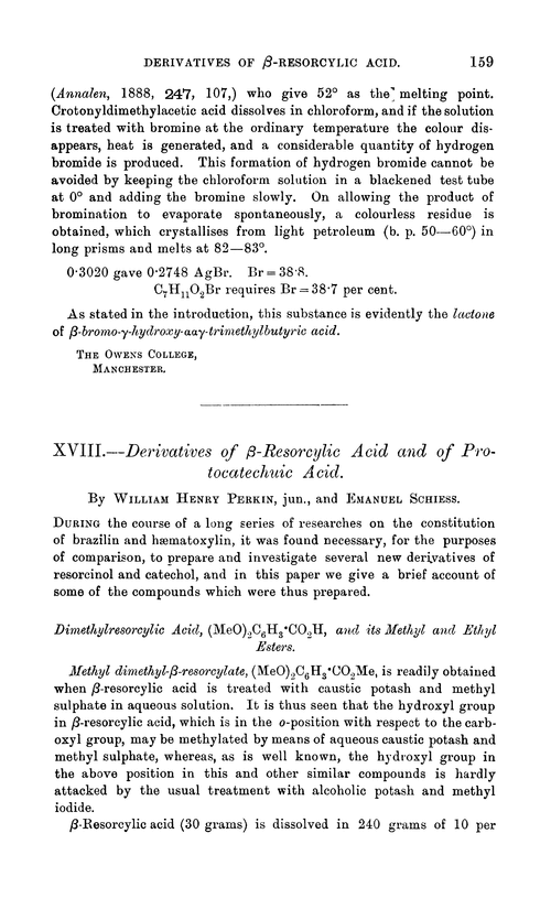 XVIII.—Derivatives of β-resorcylic acid and of protocatechuic acid