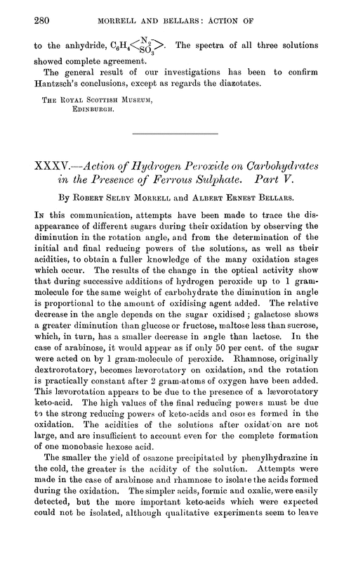 XXXV.—Action of hydrogen peroxide on carbohydrates in the presence of ferrous sulphate. Part V
