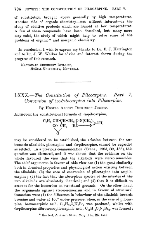 LXXX.—The constitution of pilocarpine. Part V. Conversion of isopilocarpine into pilocarpine