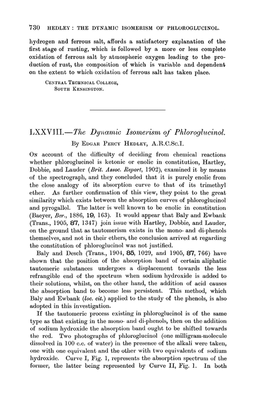 LXXVIII.—The dynamic isomerism of phloroglucinol