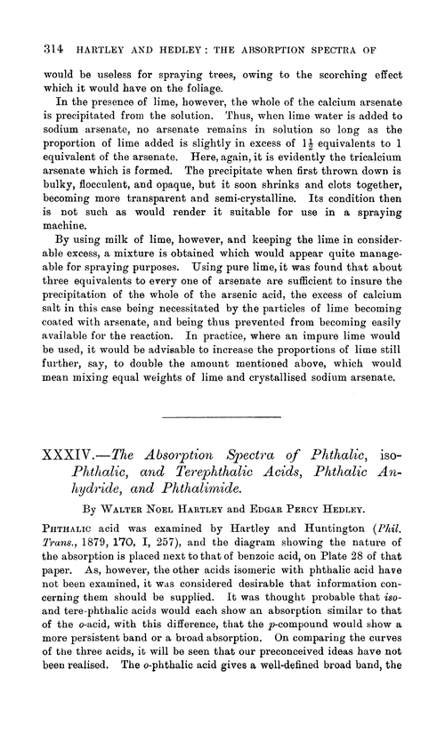 XXXIV.—The absorption spectra of phthalic, iso-phthalic, and terephthalic acids, phthalic anhydride, and phthalimide