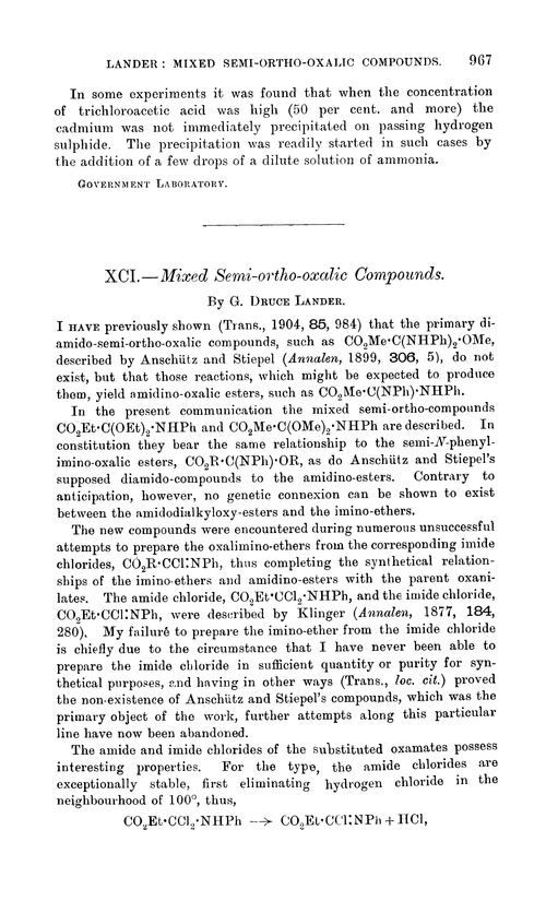 XCI.—Mixed semi-ortho-oxalic compounds
