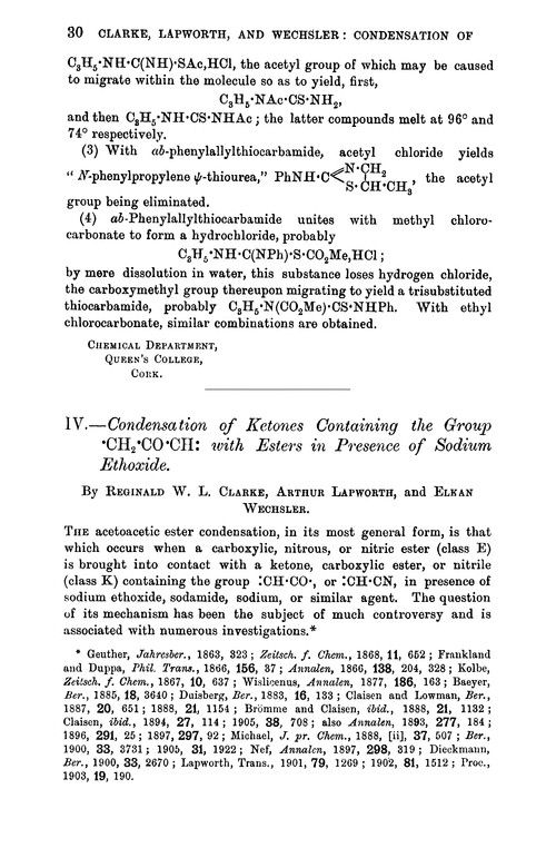 IV.—Condensation of ketones containing the group ·CH2·CO·CH: with esters in presence of sodium ethoxide