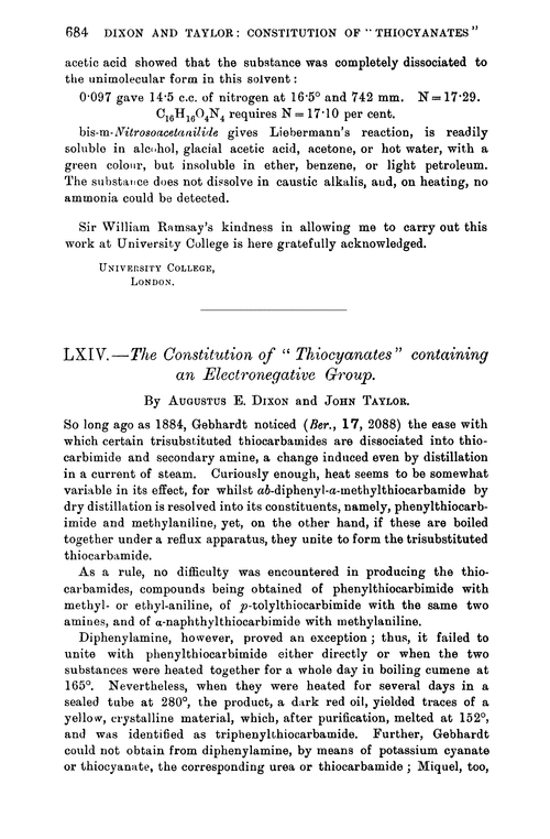 LXIV.—The constitution of “thiocyanates” containing an electronegative group