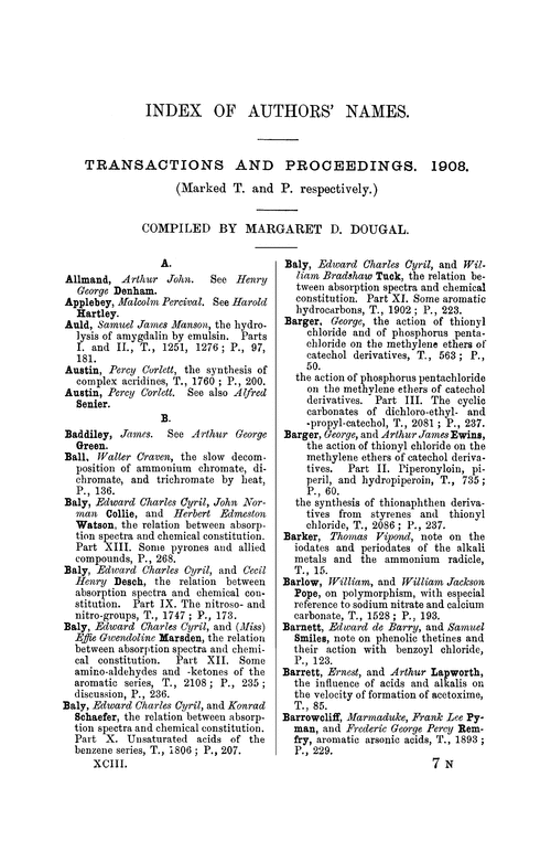 Index of authors' names, 1908
