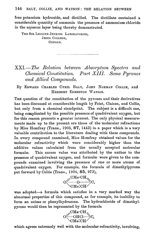 XXI.—The relation between absorption spectra and chemical constitution. Part XIII. Some pyrones and allied compounds