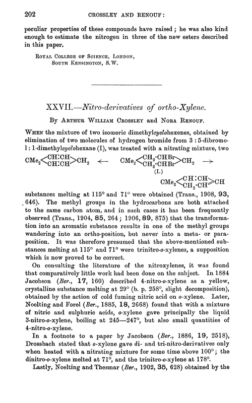 XXVII.—Nitro-derivatives of ortho-xylene