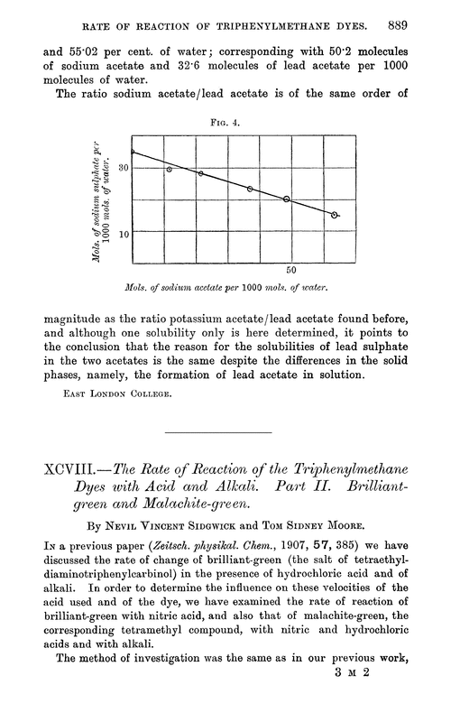 XCVIII.—The rate of reaction of the triphenylmethane dyes with acid and alkali. Part II. Brilliant-green and malachite-green