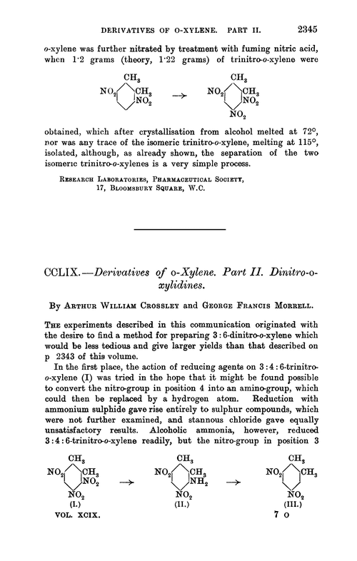 CCLIX.—Derivatives of o-xylene. Part II. Dinitro-o-xylidines