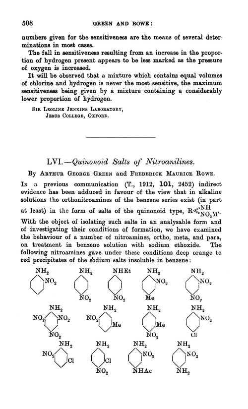 LVI.—Quinonoid salts of nitroanilines
