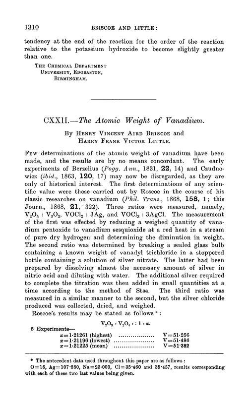 CXXII.—The atomic weight of vanadium