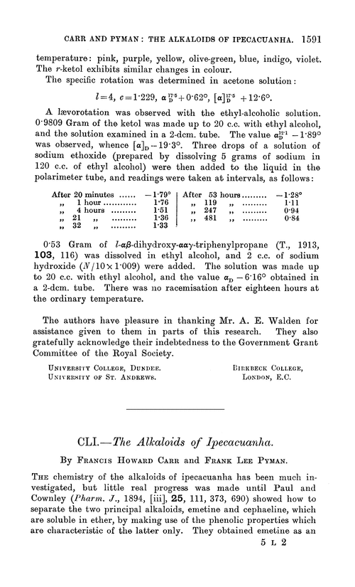CLI.—The alkaloids of ipecacuanha