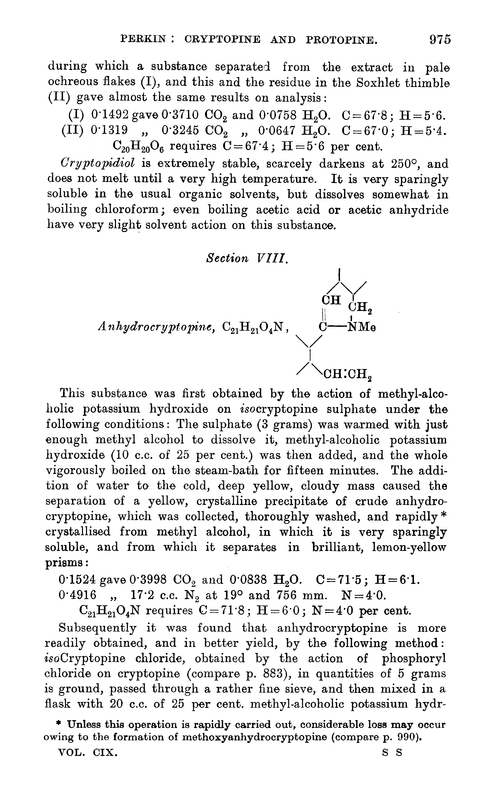 LXXI.—Cryptopine and protopine. Section VIII