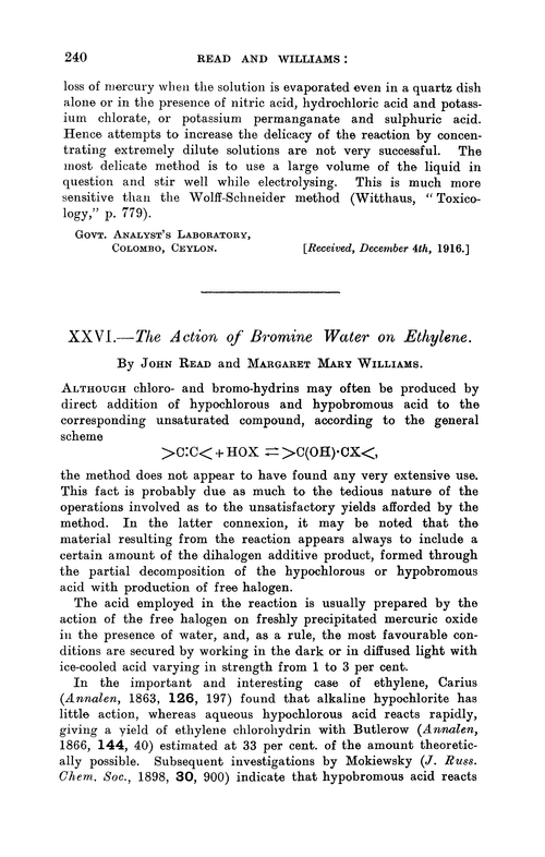 XXVI.—The action of bromine water on ethylene