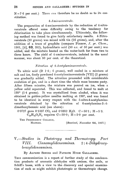 V.—Studies in phototropy and thermotropy. Part VIII. Cinnamylideneamines. 2 : 4-Dihydroxybenzylideneamines