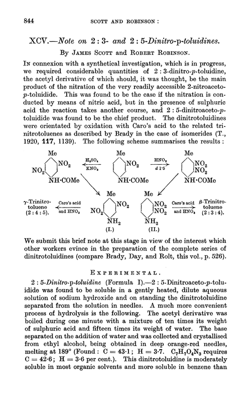 XCV.—Note on 2 : 3- and 2 : 5-dinitro-p-toluidines