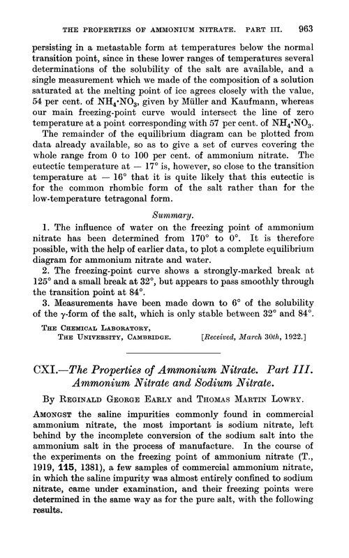 CXI.—The properties of ammonium nitrate. Part III. Ammonium nitrate and sodium nitrate