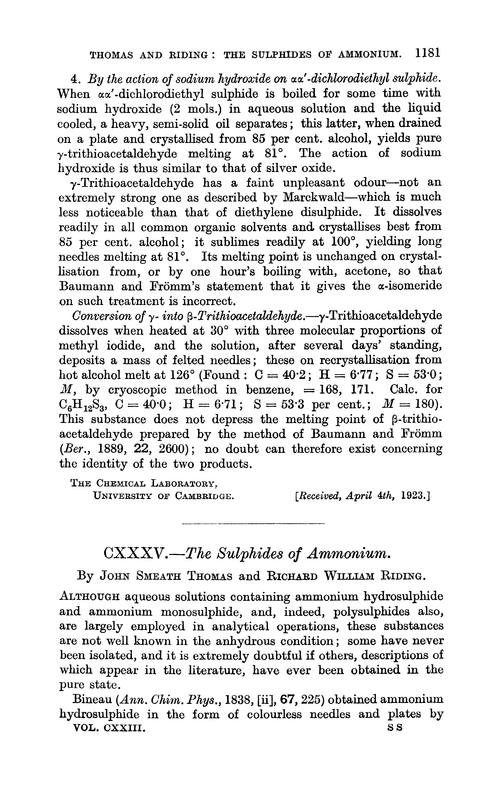 CXXXV.—The sulphides of ammonium