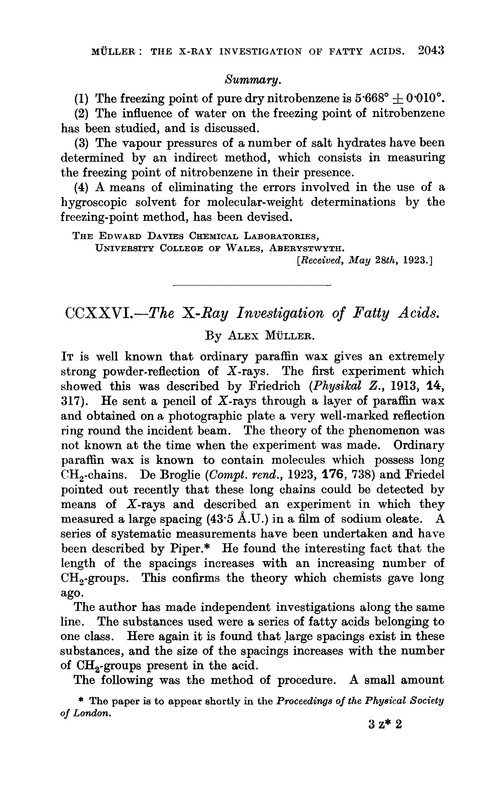 CCXXVI.—The X-ray investigation of fatty acids