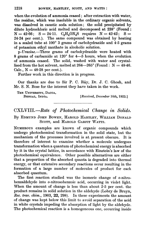 CXLVIII.—Rate of photochemical change in solids