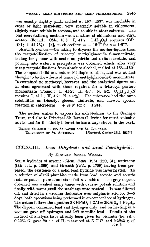 CCCXCIII.—Lead dihydride and lead tetrahydride