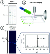 Graphical abstract: Mass spectrometry imaging of thin-layer chromatography plates using laser desorption/low-temperature plasma ionisation