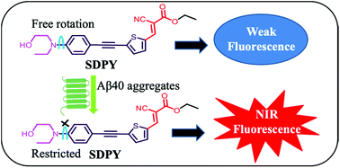 Graphical abstract: Novel D–π-A type near-infrared fluorescent probes for the detection of Aβ40 aggregates