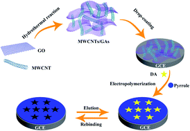 Graphical abstract: Novel electrochemical sensing platform based on a molecularly imprinted polymer-decorated 3D-multi-walled carbon nanotube intercalated graphene aerogel for selective and sensitive detection of dopamine