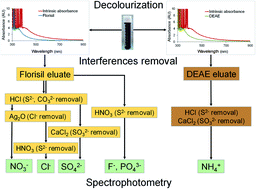 Graphical abstract: Study of interferences and procedures for their removal in the spectrophotometric determination of ammonium and selected anions in coloured wastewater samples