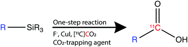 Graphical abstract: Carbon-11 carboxylation of trialkoxysilane and trimethylsilane derivatives using [11C]CO2