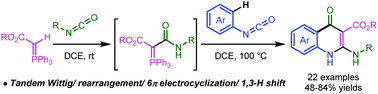Graphical abstract: A three-component reaction of phosphorus ylides with isocyanates: facile synthesis of 2-amino-3-carboxylate-4-quinolones