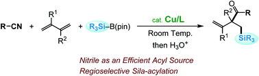 Graphical abstract: Cu-Catalyzed three-component coupling reactions using nitriles, 1,3-dienes and silylboranes