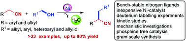Graphical abstract: Nickel-catalyzed hydrogen-borrowing strategy: chemo-selective alkylation of nitriles with alcohols