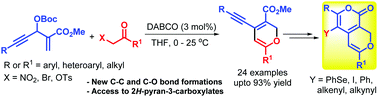 Graphical abstract: Oxa-[3+3] annulation of MBH-carbonates of propiolaldehydes with α-nitro/bromo ketones to access 2H-pyrans