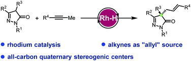 Graphical abstract: Rhodium-catalyzed regio- and enantioselective allylic alkylation of pyrazol-5-ones with alkynes