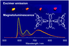 Graphical abstract: Excimer emission and magnetoluminescence of radical-based zinc(ii) complexes doped in host crystals