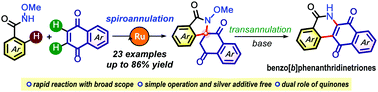 Graphical abstract: Ruthenium(ii)-catalyzed amide directed spiroannulation with naphthoquinones: access to spiro-isoindolinone frameworks