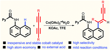 Graphical abstract: Cobalt(ii)-catalyzed hydroarylation of 1,3-diynes and internal alkynes with picolinamides promoted by alcohol